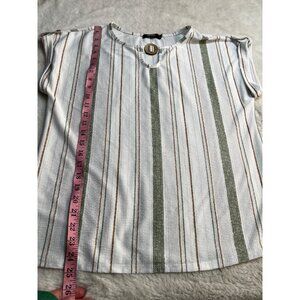 CURE. Green Striped blouse women size medium